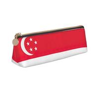 GUOLGP Singapore Flag Print Stylish Pencil Case Large Capacity 8.3 x 2.2 x 2.4In Triangle Pouch Daily Essentials