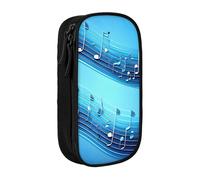 GUOLGP Sky Blue Musical Notes Print Functional Pencil Pouches Multi-Compartment Storage School Supplies Easy Access