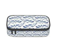 GUOLGP Small Blue Whale Swimming Print Stylish Large Capacity Pencil Case Spacious Study Pen Pouch School Supplies Travel