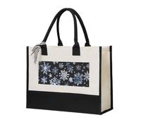 GUOLGP Snowman Stars And Snowflakes Print Canvas Tote Bag For Women For Beach Travel School Office Daily Use Shopping Bags