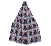 GUOLGP Spa Stone And Rose Flowers Print Men And Women Adult Hooded Cloak For Halloween Christmas Carnival Theme Parties