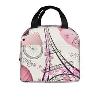 GUOLGP The Paris Tower and a Bicycle Print Students Lightweight Insulated Lunch Bag School Thermal Tote Work Picnic Travel