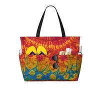 GUOLGP Tie Dye Hippies Print Stylish Bag Waterproof Tote Multi-Pockets Foldable Lightweight Outdoor Adventures