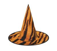 GUOLGP Tiger Striped Pattern Print Stylish Halloween Witch Hat For Parties Carnivals And Cosplay Lightweight Foldable