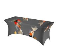 GUOLGP Traditional Koi Carps with Spots Print Portable Rectangular Elastic Table Cover Fits Large Rectangular Parties Weddings