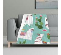 GUOLGP Tropical Llama Alpaca Cactus Flower Print Soft Warm Cozy Flannel Blanket Throw for Home Decor Dorm Picnic Winter Autumn Use