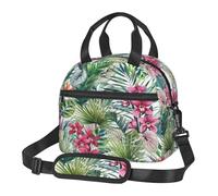 GUOLGP Tropical Plants Print Student Insulated Lunch Bag School Adjustable Shoulder Strap Work Travel Picnic