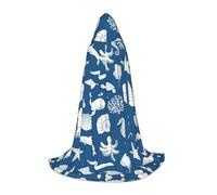 GUOLGP Underwater Marine Life Print Halloween Hooded Cloak Men Women Teens Wizard Robe For Christmas Costume Carnival
