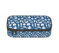 GUOLGP Underwater Marine Life Print Stylish Large Capacity Pencil Case Spacious Study Pen Pouch School Supplies Travel