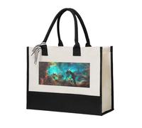 GUOLGP Universe Galaxy Space Print Canvas Tote Bag For Women For Beach Travel School Office Daily Use Shopping Bags