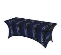 GUOLGP View of Earth Print Portable Rectangular Elastic Table Cover Fits Large Rectangular Parties Weddings