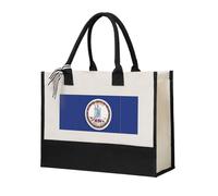 GUOLGP Virginia State Flag Print Canvas Tote Bag For Women For Beach Travel School Office Daily Use Shopping Bags