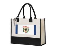 GUOLGP West Virginia State Flag Print Canvas Tote Bag For Women For Beach Travel School Office Daily Use Shopping Bags