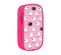 GUOLGP White Sheep on Pink Background Print Functional Pencil Pouches Multi-Compartment Storage School Supplies Easy Access