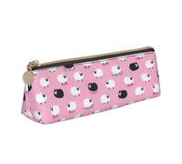 GUOLGP White Sheep on Pink Background Print Stylish Pencil Case Large Capacity 8.3 x 2.2 x 2.4In Triangle Pouch Daily Essentials