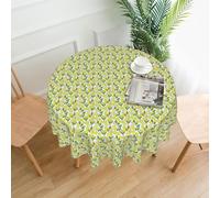 GUOLGP Yellow Fresh Lemons Print Round Tablecloth for Outdoor Wedding Camping Party Table Cloth Everyday Home Use