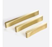 Guolich 2 Pcs Hole Centers 5.0 Inch(128mm) Kitchen Drawer Handle Door Cabinet Pulls Zinc Alloy Handle Modern Bright Gold Brushed Brass Hardware for Wardrobe Bathroom Dresser