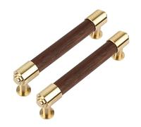 Guolich 2 Pcs Kitchen Drawer Handle Door Cabinet Pulls Brass+Beech Handle Modern White Hardware for Wardrobe Bathroom Dresse (Dark Brown, 96MM)