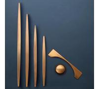 Guolich 2 Pcs Kitchen Drawer Handle Door Cabinet Pulls Stainless Steel Handle Modern Brown Hardware for Wardrobe Bathroom Dresser (0mm)