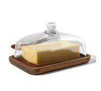Guolich Butter Dish with Lid, Acacia Wood Butter Holder, Butter Container Keeper, Applicable to Countertop and Refrigerator Door Shelf,Airtight Butter Keeper (18*12*8.3 cm)
