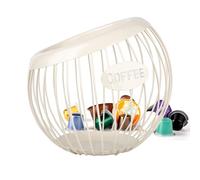 Guolich Coffee Capsule Basket, Coffee Pods Storage, Coffee Capsules Storage, Metal Wire Cup, Coffee Basket, Monkey Basket, for Storing Coffee Capsules and Fruits for Counter and Coffee Bar, Beige