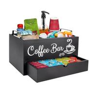 Guolich Coffee Organiser Tea Storage, Coffee Accessory Drawer Boxes Tea Bag Storage Box, Coffee Pads Storage with Handle, Coffee Bar for Milk, Napkins, Coffee Capsules, Sugar Sticks
