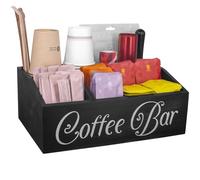 Guolich Coffee Organiser Tea Storage for Coffee Accessories Coffee Station & Tea Bag Storage Box, Coffee Bar for Milk, Napkins, Capsules, Sugar Sticks (Black)