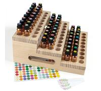 Guolich Essential Oil Storage Box Wooden Essential Oils Display Organizer 48 Slots Stand Holder for 5ml 10ml 15ml Bottles Nail Polish Collection with Lid