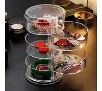 Guolich Jewellery Organiser Box 4 Layers Clear Acrylic 360° Rotatable Cosmetic Storage Spin Holder for Necklace Bracelet Ring Earring Small Items Container Case (Transparent 5-Layer)