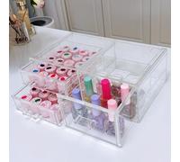 Guolich nail Organizers Storage Clear Acrylic Nail Jewellery Accessories Storage Case Holder Shelves Display Mesa Para Manicura Profesional Nail Table (3 Drawers)