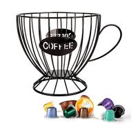 Guolich Stainless Steel Cup Coffee Basket pods holder Sturdy for Home or Office Kitchen Counter Organizer Espresso Capsule (Coffee Cup Shape Black)