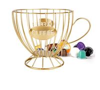 Guolich Stainless Steel Cup Coffee Basket pods holder Sturdy for Home or Office Kitchen Counter Organizer Espresso Capsule (Gold)
