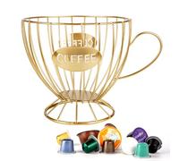 Guolich Stainless Steel Cup Coffee Basket pods holder Sturdy for Home or Office Kitchen Counter Organizer Espresso Capsule (Coffee Cup Shape Gold)