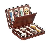 Guolich Watch Storage Box 8 slot Watch Display Stand Case Leather Favorites (BROWN)