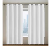 GUOLIXIA 100% Blackout Linen Curtains Bedroom 221 x 238 cm Thermal Insulated Energy Saving Short Kitchen Curtain/Blackout Curtains for Classical Bedroom, White