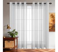 GUOLIXIA Voile Curtains 220 x 145 cm Semi Transparent Eyelet Voile Panels Decorative for Bedroom Living Room Patio Door, Light Grey