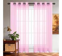 GUOLIXIA Voile Curtains 460 x 145 cm Semi Transparent Eyelet Voile Panels Decorative for Bedroom Living Room Patio Door, Pink