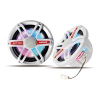 Guooreat MS65E2 6.5 Inch Marine Speakers with 7-Color LED Lights，2 Way IP67 Waterproof and Weather Resistant Outdoor Stereo Sound System with 300 Watt Max, White (2 Speakers)