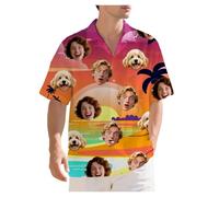 Guooyuuyu Custom Hawaiian Shirts for Men with Face, Personalised Face Shirt with 1-3 Photo, Funny Shiteshirts Hawaiian Shirt Short Sleeve Button Down, Tropical Floral Beach Summer Shirts, Unisex