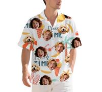 Guooyuuyu Custom Hawaiian Shirts for Men with Face, Personalised Face Shirt with 1-3 Photo, Funny Shiteshirts Hawaiian Shirt Short Sleeve Button Down, Tropical Floral Beach Summer Shirts, Unisex