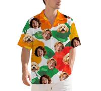 Guooyuuyu Custom Hawaiian Shirts for Men with Face, Personalised Face Shirt with 1-3 Photo, Funny Shiteshirts Hawaiian Shirt Short Sleeve Button Down, Tropical Floral Beach Summer Shirts, Unisex