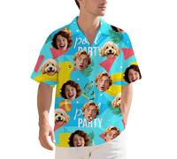 Guooyuuyu Custom Hawaiian Shirts for Men with Face, Personalised Face Shirt with 1-3 Photo, Funny Shiteshirts Hawaiian Shirt Short Sleeve Button Down, Tropical Floral Beach Summer Shirts, Unisex