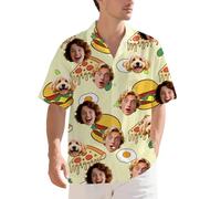 Guooyuuyu Custom Hawaiian Shirts for Men with Face, Personalised Shit Shirt with 1-3 Photo, Funny Shiteshirts Hawaiian Shirt Short Sleeve Button Down, Tropical Floral Beach Summer Shirts, Unisex
