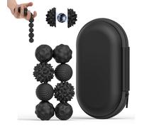 Guopai Magnetic Sensory Fidget Balls, Silicone Stress Relief Fidget Toys for Adults and Teens with Autism, ADHD, Quiet Magnetic Balls for Office and Travel, Textured Fidget Magnets (8 PCS Black)
