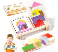 Guopai Montessori Learning Toy for Kids Age 3+, Logic Puzzle House Design, 60 Challenges, Spatial Thinking, Geometry Stacking Game, Educational Toy for Boys and Girls
