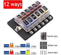 GUOQGXAY 12V 24V Blade Fuse Box Holder 12/6 Ways Modified Fuse Box Terminal Block with LED Warning Light for Car Boat Marine Trike(12 Ways)