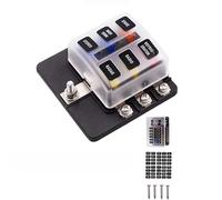 GUOQGXAY 12V 24V Blade Fuse Box Holder 12/6 Ways Modified Fuse Box Terminal Block with LED Warning Light for Car Boat Marine Trike(6 Ways)