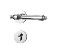 GUOQGXAY Bright Silver American French Bedroom Magnetic Mute Handle Indoor Wooden Door Locks