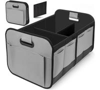 GUOQINGLH Car Boot Organiser for Nissan Quest 2011-2017, Large Foldable Storage Box with Compartments Heavy Duty Collapsible Boot Tidy Waterproof Bag, B/Gray-White