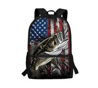 Guosanchn 17 Inch Backpack Middle School Bag for Kids Boy Girls Bookbag Back to School Daycare, American Flag Fishing, One Size, Rucksack Backpacks